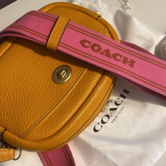 Coach Yellow Crossbody Bag with Pink Strap - Picture 5 of 5
